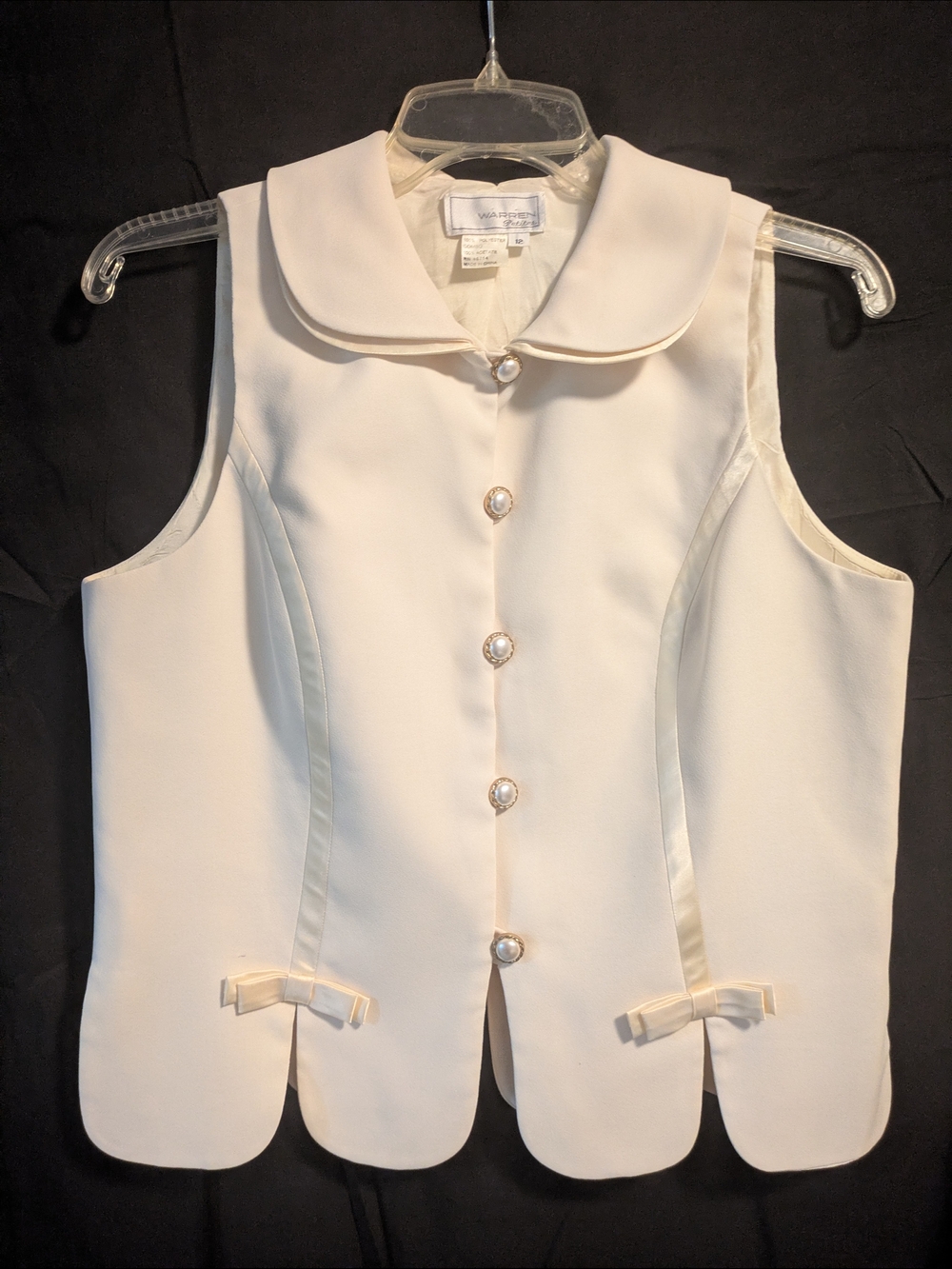 Tailored Cream Pearl-Button Sleeveless Vest - Vintage